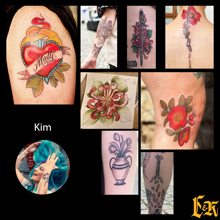 Erika und Kurt Tattoos - Traditional, Blumen, Tiere - Kim